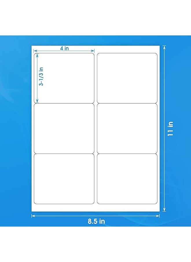 erorex - 3 1 3X4 Shipping Address Labels For Inkjet Or Laser Printer 6 Up Sticker Labels Paper Matte White Paper Sheets Strong Adhesive Dries Quickly Holds Ink Well 600 Labels - Image 1