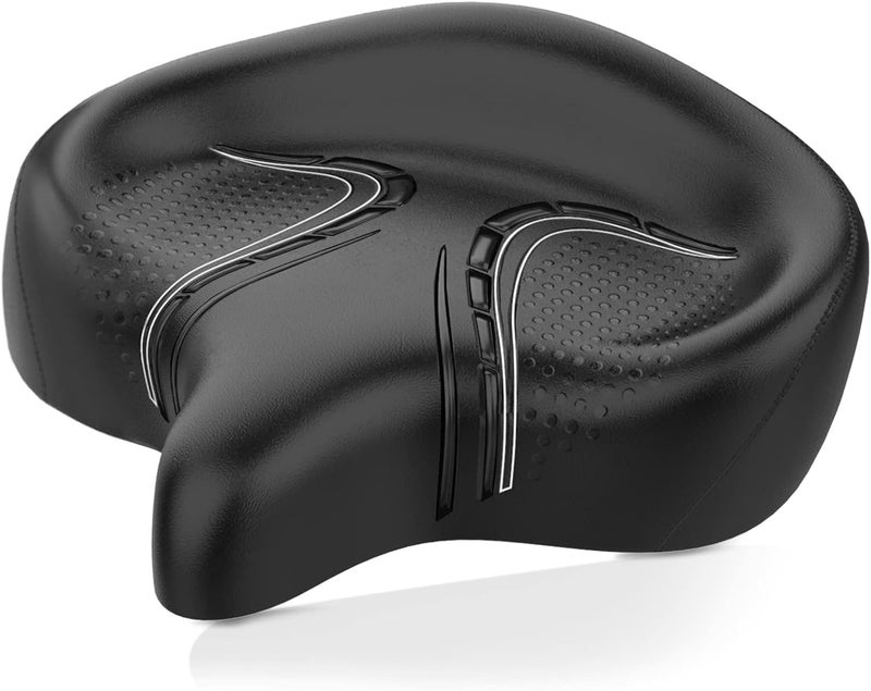BLUEWIND Oversized Bike Seat with Backrest - Comfortable Wide Bicycle Saddle for Electric and Stationary Bikes - Image 1
