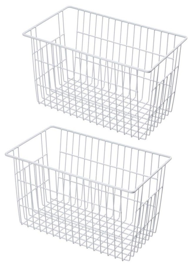 SANNO Freezer Baskets, Pantrty Storage Bins, Farmhouse Metal Wire Organizer for Kitchen Pantry Organizer 14"x11"x6" - Image 1