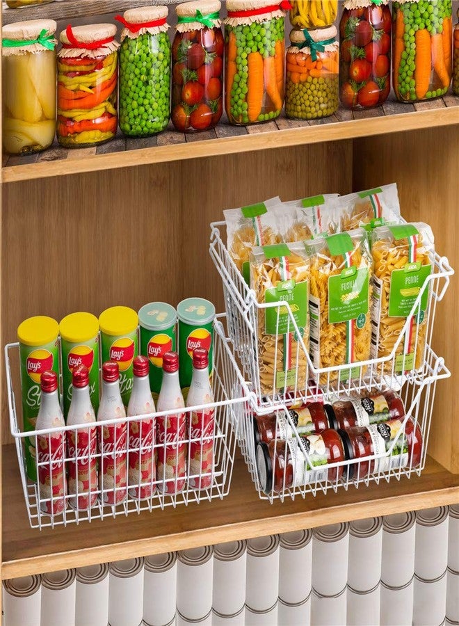 SANNO Freezer Baskets, Pantrty Storage Bins, Farmhouse Metal Wire Organizer for Kitchen Pantry Organizer 14"x11"x6" - Image 2