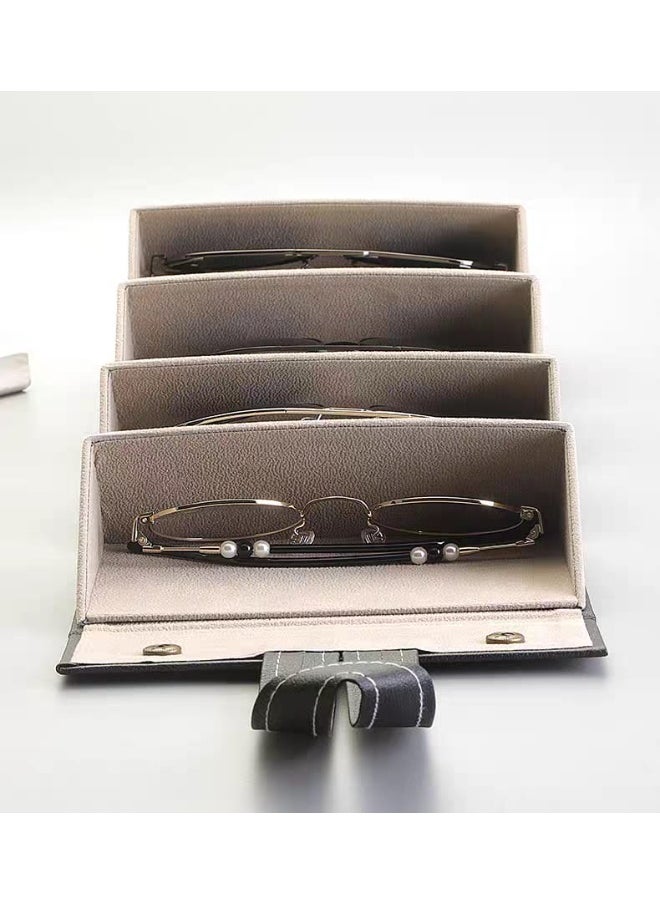 Generic Foldable Eyeglasses Storage Case - Vintage PU Leather Eyeglasses Organizer with 4/6 Slots Travel Glasses Organizer  - Image 3