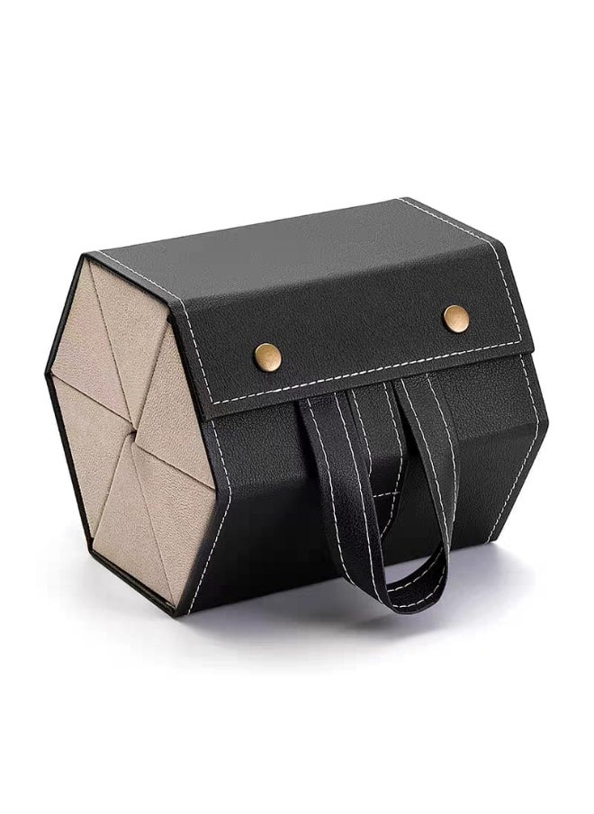 Generic Foldable Eyeglasses Storage Case - Vintage PU Leather Eyeglasses Organizer with 4/6 Slots Travel Glasses Organizer  - Image 1