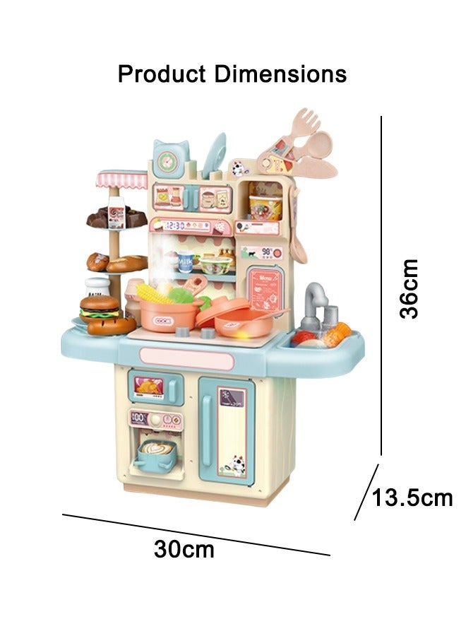 Quivlox Kitchen Pretend Play Toy Set,34Pcs Kids Kitchen Playset with Flowing Water Tap & LED Lights, Realistic Pretend Cooking Toys with Dishes & Food, Interactive Play Kitchen for Toddlers 3-6 Years, Educational Role Play Gift for Boys Girls - Image 2