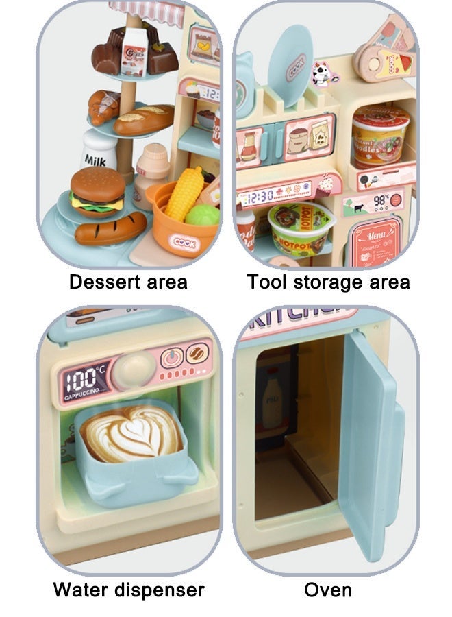 Quivlox Kitchen Pretend Play Toy Set,34Pcs Kids Kitchen Playset with Flowing Water Tap & LED Lights, Realistic Pretend Cooking Toys with Dishes & Food, Interactive Play Kitchen for Toddlers 3-6 Years, Educational Role Play Gift for Boys Girls - Image 5