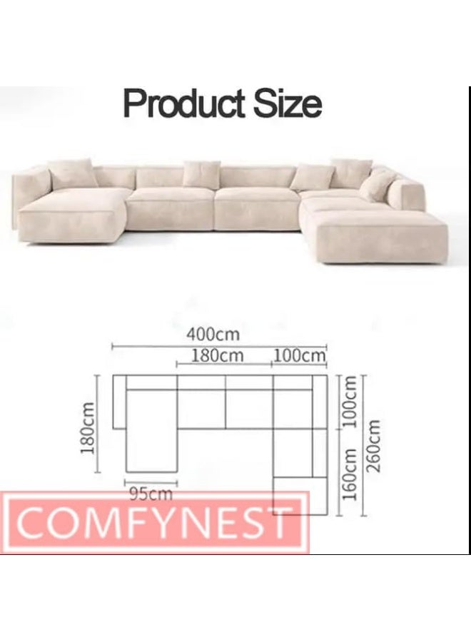 Zayn comforts Modern U Shape Sofa Set Velvet Fabric Corner Sectional Couch (Right Bed) FREE FABRIC CLEANER - Image 2