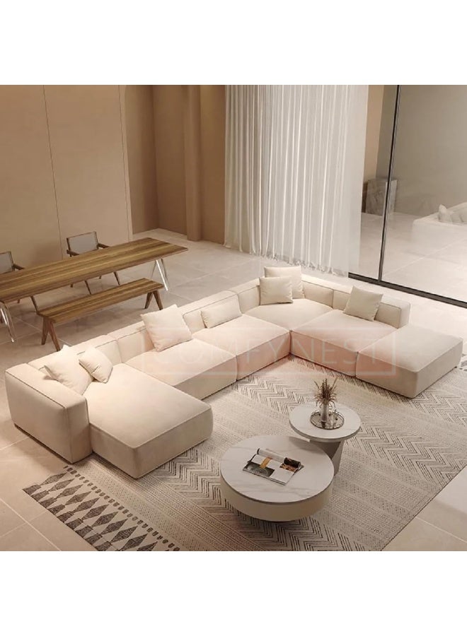 Zayn comforts Modern U Shape Sofa Set Velvet Fabric Corner Sectional Couch (Right Bed) FREE FABRIC CLEANER - Image 1
