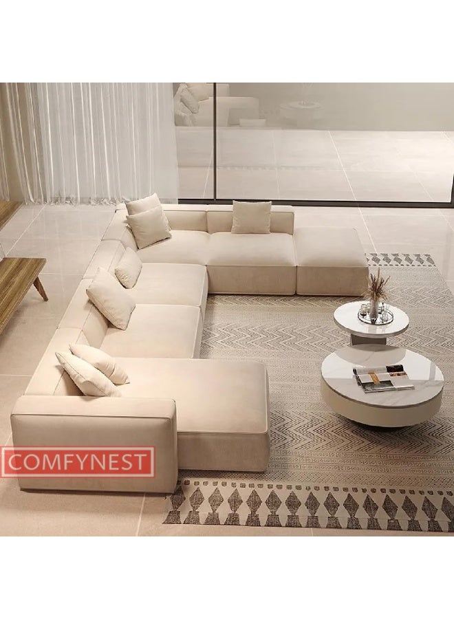Zayn comforts Modern U Shape Sofa Set Velvet Fabric Corner Sectional Couch (Right Bed) FREE FABRIC CLEANER - Image 3