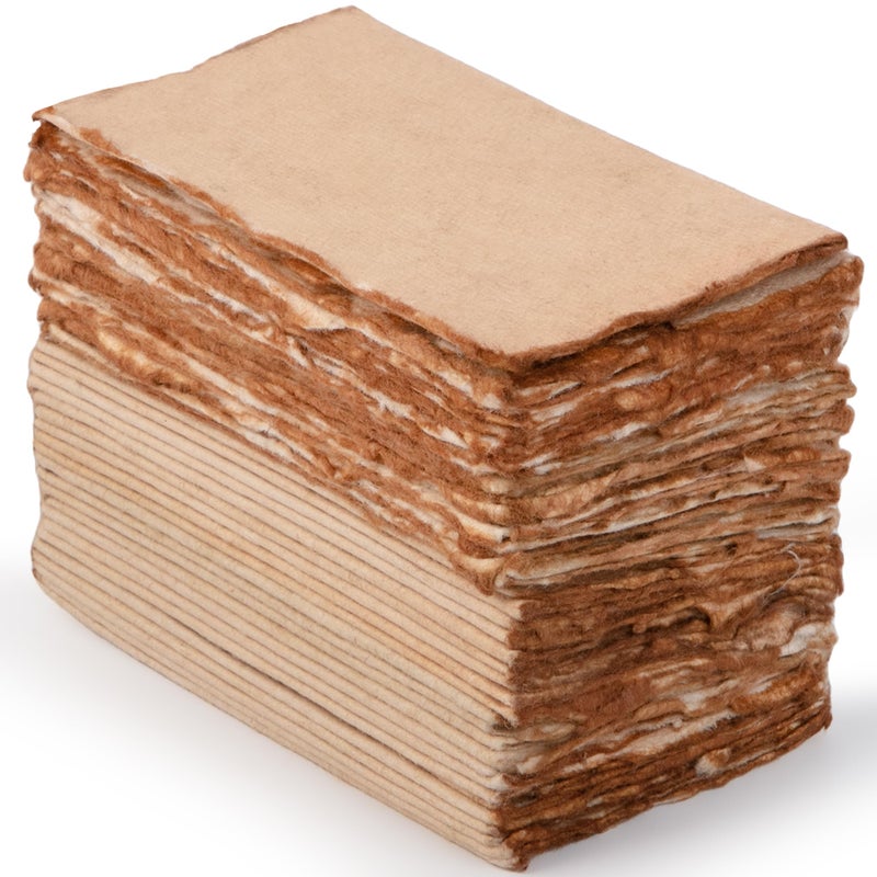Wanderings Vintage Handmade Deckle Edge Folded Paper â€“ Folded to 3.5"x2" â€“ 150 GSM - 50-Pack â€“ Textured Cotton Paper â€“ Ideal for Place Cards, Blank Name Cards, Table Settings, Gift Tags, Love Notes - Image 1
