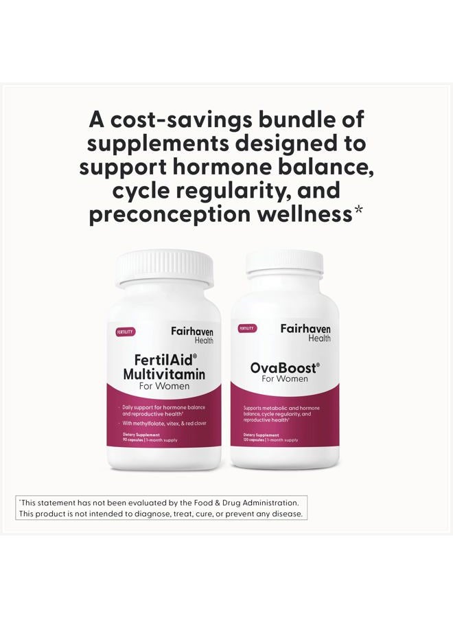 fairhaven health FertilAid for Women & Ovaboost Combo, Female Fertility Supplement & Natural Fertility Vitamin with Myo-Inositol, Vitex & Vitamins to Support Ovulation, Cycle Regularity & Egg Quality, 1 Month Supply - Image 5