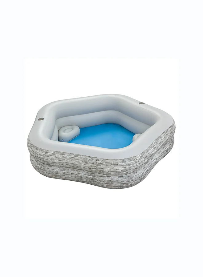 Bestway Bestway 7' x 6'9" x 21"/2.13m x 2.06m x 53cm TruPrint Stone Family Pool Inflatable Outdoor Water Play Toy for Kids and Families, Durable Premium Quality Material, Easy Inflate and Deflate Design, Pool Beach Garden Summer Fun Activity