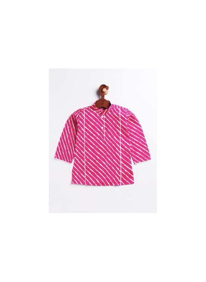 PRASHA Boys' Pink And White Cotton Kurta and Pyjama Set - Image 2