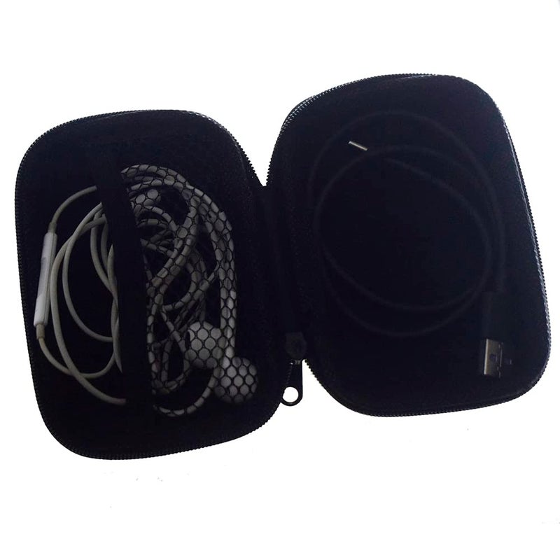 Rangale Portable Storage Hard Case Bag Holder Pouch Earphone Carrying Case for SD TF Card Earphone Headphone Earbuds iPod Bluetooth Headset and Charging Cable (Black) - Image 3