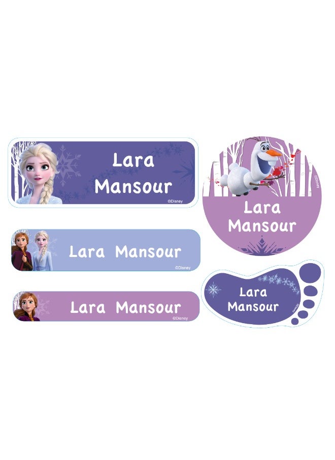 Essmak Disney Personalized Waterproof Name Labels for Kids – Set of 74 Custom Stickers for School Supplies, Lunch Boxes, Clothes and Toys  - Image 1