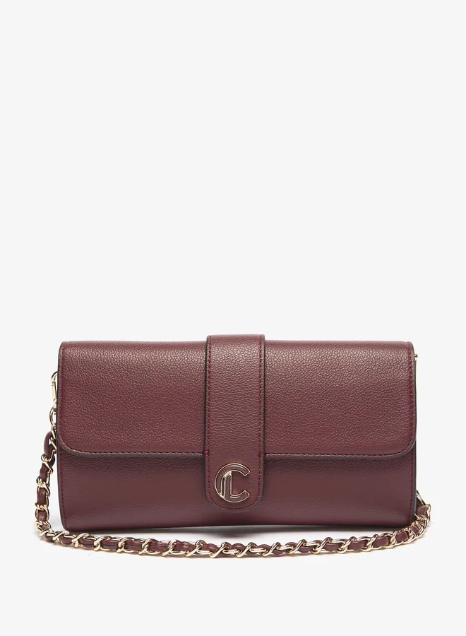 Le Confort Women's Solid Crossbody Bag with Zip Closure and Chain Strap