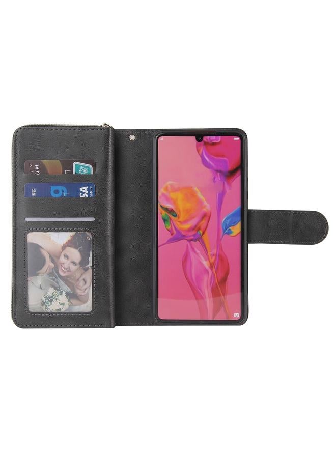 Zaboon Case For Huawei P30 Zipper Wallet Bag Horizontal Flip PU Leather Case with Holder & 9 Card Slots & Wallet & Lanyard & Photo Frame - Image 4