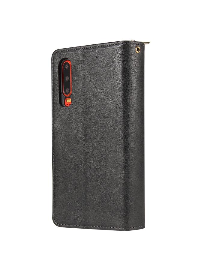 Zaboon Case For Huawei P30 Zipper Wallet Bag Horizontal Flip PU Leather Case with Holder & 9 Card Slots & Wallet & Lanyard & Photo Frame - Image 3