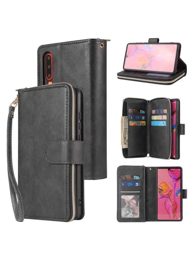 Zaboon Case For Huawei P30 Zipper Wallet Bag Horizontal Flip PU Leather Case with Holder & 9 Card Slots & Wallet & Lanyard & Photo Frame - Image 1