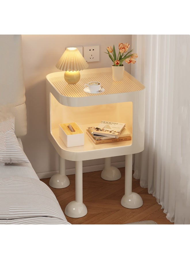 طاولة سرير LED لطيفة، ضوء مستشعر مدمج، رف تخزين مفتوح، أرجل متينة، طاولة جانبية بسيطة، طاولة جانبية بسيطة لغرفة النوم/غرفة المعيشة، أسود، JJT-238 - Image 5