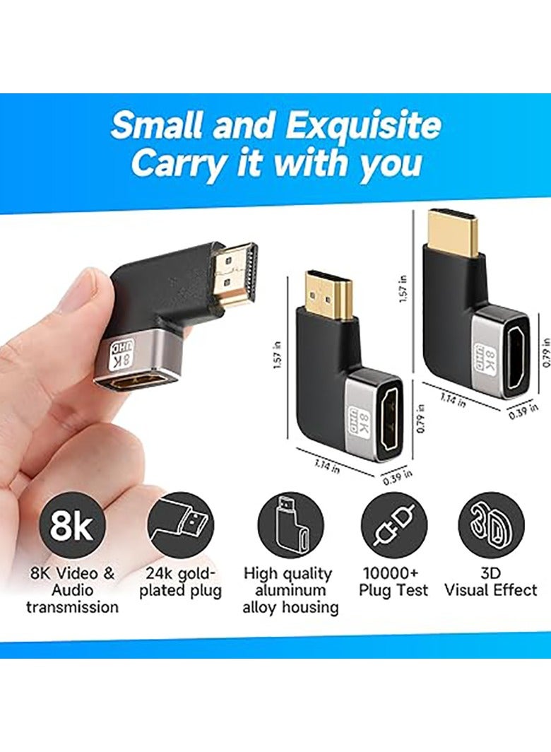 8K HDMI Flat 90 Degree and 270 Degree Gold Plated Adapter 2 Pack, Right Angle HDMI Male to Female Vertical Flat Adapter HDMI L Shape Extender, Supports 8K@60Hz，4K@120Hz, for HDTV, Xbox One  - Image 3