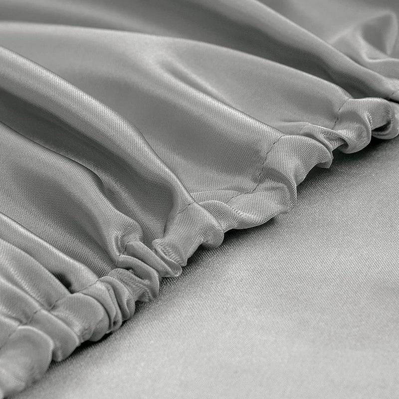 Homiest Light Grey Satin Fitted Sheet Twin XL Size Fitted Bed Sheet  Deep Pocket Fitted Sheet Only  Luxury & Ultra Soft Bedding Fitted Sheet Single Bottom Bed Sheets Sold Separately - Image 4