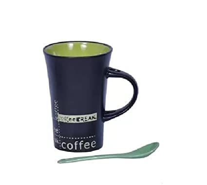RJ kitchenware Store Coffee Mug Cold Mug Milk Mug chaina There is Always time for Coffee Black Mug Ceramic Best for Gift 350ml Full Black Modern Design Gifting for All Family Glass Pack of 1 - Image 2
