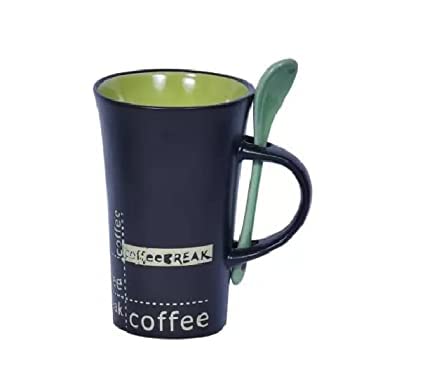 RJ kitchenware Store Coffee Mug Cold Mug Milk Mug chaina There is Always time for Coffee Black Mug Ceramic Best for Gift 350ml Full Black Modern Design Gifting for All Family Glass Pack of 1 - Image 1