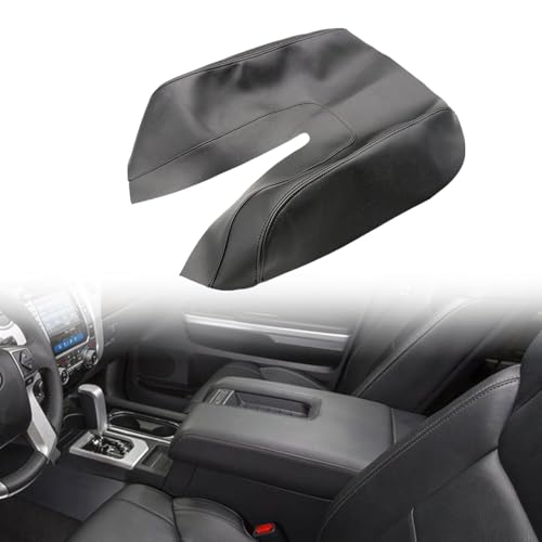 AOUTTUOA Car Center Console Armrest Replacement Cover Stitch Console Lid Leather Black Compatible with Toyota Tundra 2014 2015 2016 2017 2018 2019 - Image 1