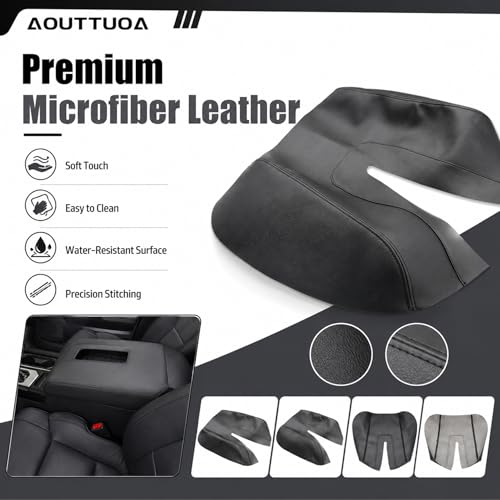 AOUTTUOA Car Center Console Armrest Replacement Cover Stitch Console Lid Leather Black Compatible with Toyota Tundra 2014 2015 2016 2017 2018 2019 - Image 3