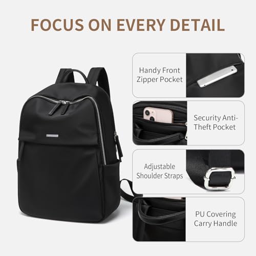 GOLF SUPAGS Womens Laptop Backpack with Separate Laptop Compartment Water Resistant Computer Backpacks Fits 14 Inch Notebook Travel Work College Bags (14-Inch, Black) - Image 3