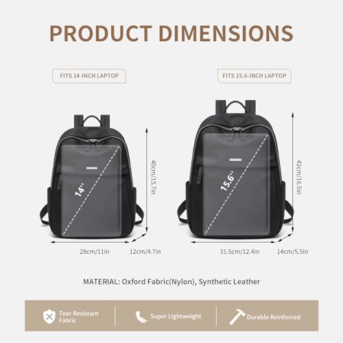 GOLF SUPAGS Womens Laptop Backpack with Separate Laptop Compartment Water Resistant Computer Backpacks Fits 14 Inch Notebook Travel Work College Bags (14-Inch, Black) - Image 4