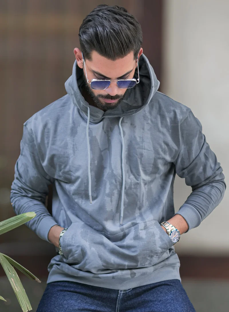 مانياك سويت شيرت بغطاء رأس قطن فليس رمادي للرجال من مانياك