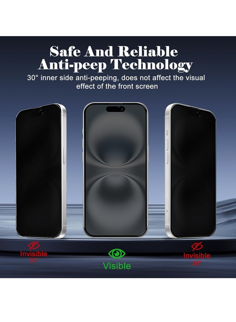 ELTRAZONE 2-Pack Tempered Glass Privacy Screen Protector for iPhone 16 Pro [Anti-Spy, Anti-Scratch, 9H Hardness] - 6.3-Inch - Image 4