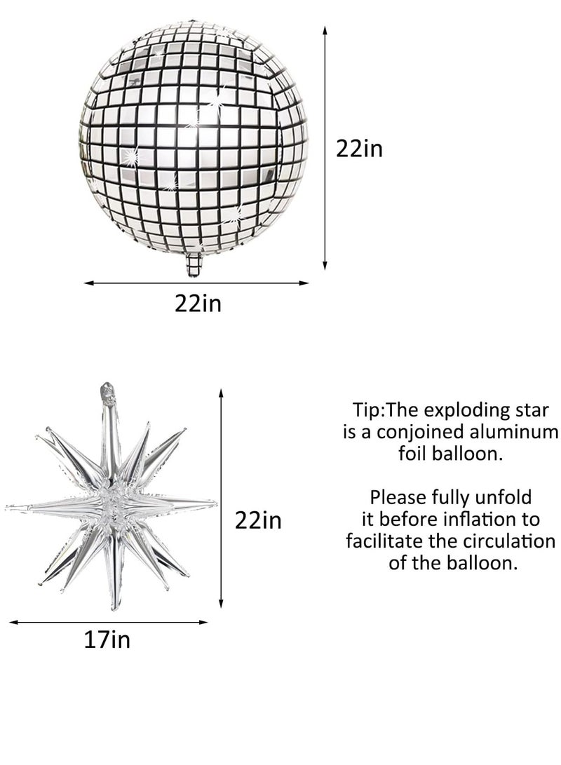 15 ديسكو الكرة البالونات ، عملاق الفضة تنفجر نجمة بالون احباط الالومنيوم لعيد الميلاد ، حزب البكالوريوس ، 70s 80s تحت عنوان الحزب ديكو لوازم الديكور ، ديكو هوس الطرف ديكو - Image 2