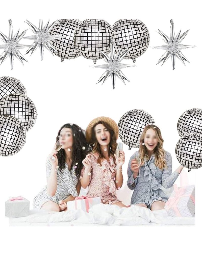15 ديسكو الكرة البالونات ، عملاق الفضة تنفجر نجمة بالون احباط الالومنيوم لعيد الميلاد ، حزب البكالوريوس ، 70s 80s تحت عنوان الحزب ديكو لوازم الديكور ، ديكو هوس الطرف ديكو - Image 4