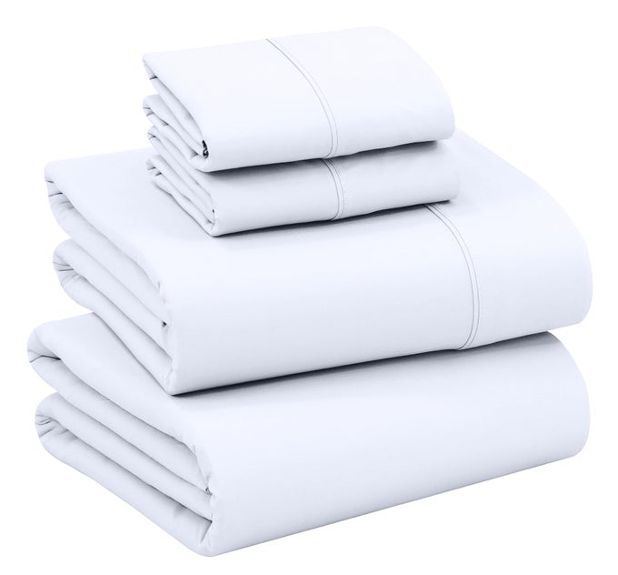 100 COTTON FULL SIZE BED SHEETS 4 PIECES SOFT BREATHABLE PERCALE WEAVE BEDDING DEEP POCKET 16 HOTEL STANDARD CRISP COOL FEEL DURABLE PERFECT SHEET SET DYED BRIGHT WHITE