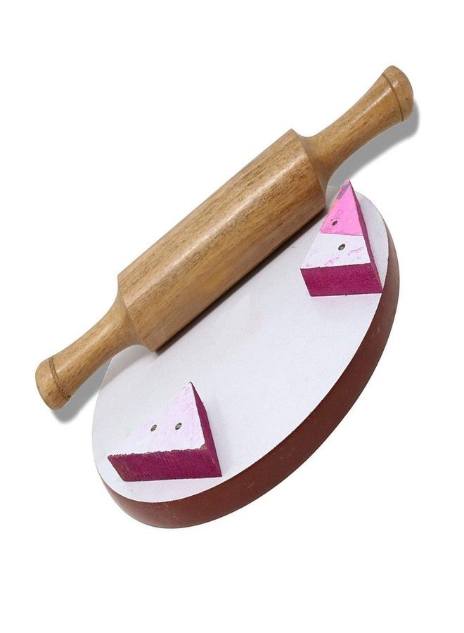 Liolis Wooden Rolling Board Rolling Pin Round Chakla Belan (9 inch, Pure Wood) - Image 3