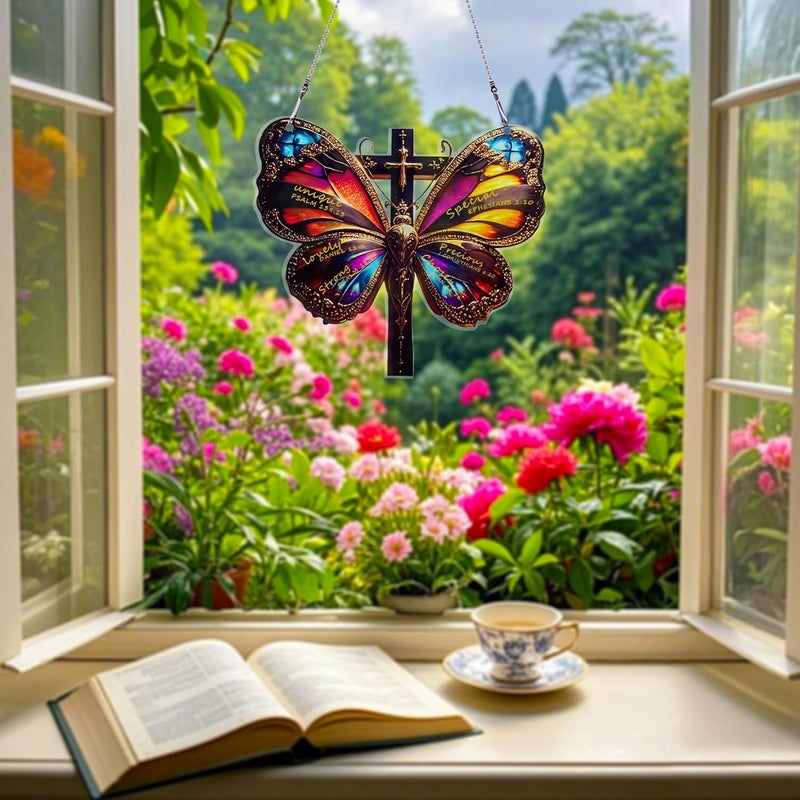 thmnj Butterfly Ornaments Colorful Window Hanging Decorations Home Wall Decor for Bedroom Patio Indoor Outdoor - Image 5
