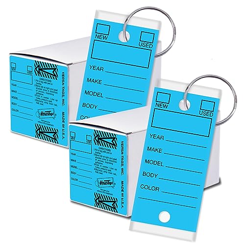 Versa-Tags Blue 2 Pack - Genuine Versa-Tag Key Tags (2 Boxes of 250 Tags per Box with Metal Rings - 500 Total) - Image 1