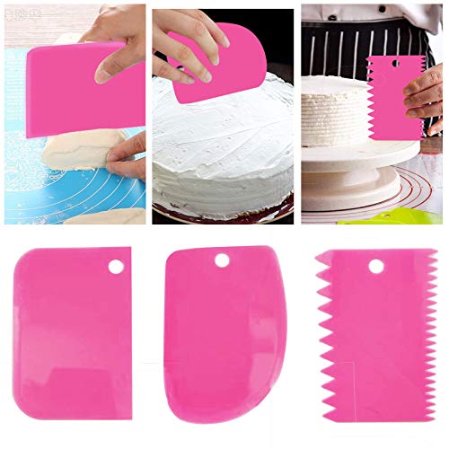 Jutoe 22pcs Piping Bags and Tips set,2 Reusable Silicone Pastry Bag with 14 Stainless Steel Nozzle Icing Tips Set, 3 Icing Smoother & 2 Couplers &1Sealing clip for Baking Decorating Cake Tool (Pink) - Image 2