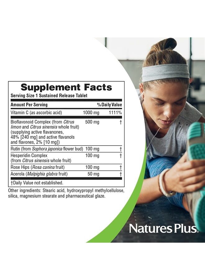 Nature's Plus NaturesPlus Super C Complex, Sustained Release - 1000 mg, 90 Vegetarian Tablets - High Potency Immune Support Supplement, Antioxidant - Enhanced Absorption - Gluten-Free - 90 Servings - Image 5