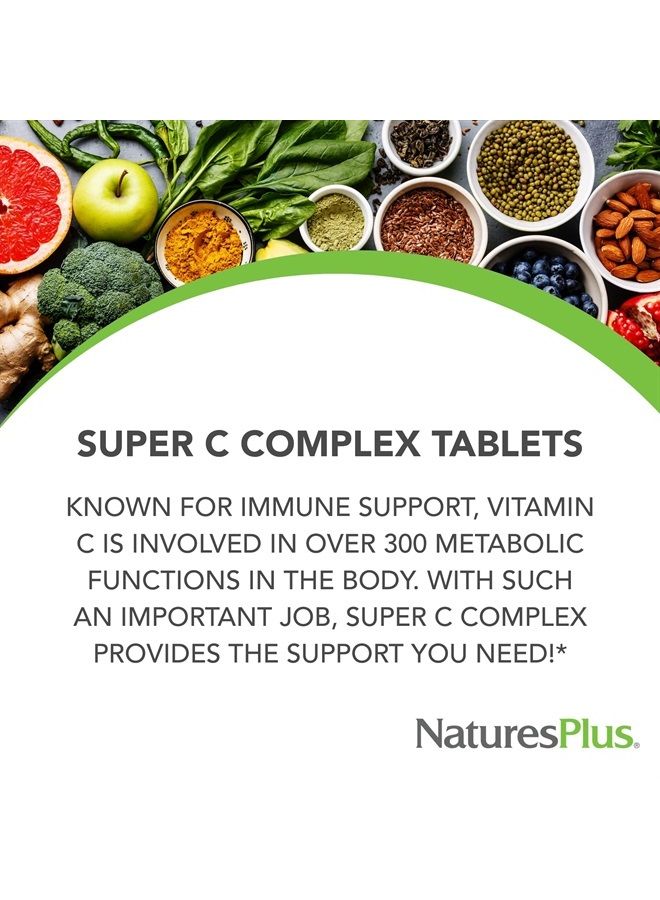 Nature's Plus NaturesPlus Super C Complex, Sustained Release - 1000 mg, 90 Vegetarian Tablets - High Potency Immune Support Supplement, Antioxidant - Enhanced Absorption - Gluten-Free - 90 Servings - Image 3