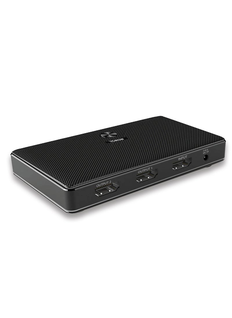 MOWSIL 4K 1x2 HDMI Splitter by - 1 Port to 2 HDMI Display Duplicate/Mirror - Powered Splitter Ver 2.0 Certified for Full HD 1080P High Resolution & 3D Support (One Input To Two Outputs)  - Image 1