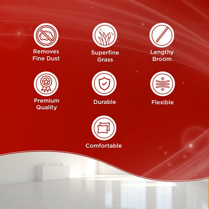 Monkey 555 مقشة طبيعية 5T - عبوة من 2 | تزيل الغبار الناعم | تصميم فريد على شكل كف (5 أصابع منتشرة) لتنظيف سريع وسهل | مقبض من الفولاذ البوليمري الخاص | مقشة لتنظيف الأرضيات واسعة النطاق - Image 4