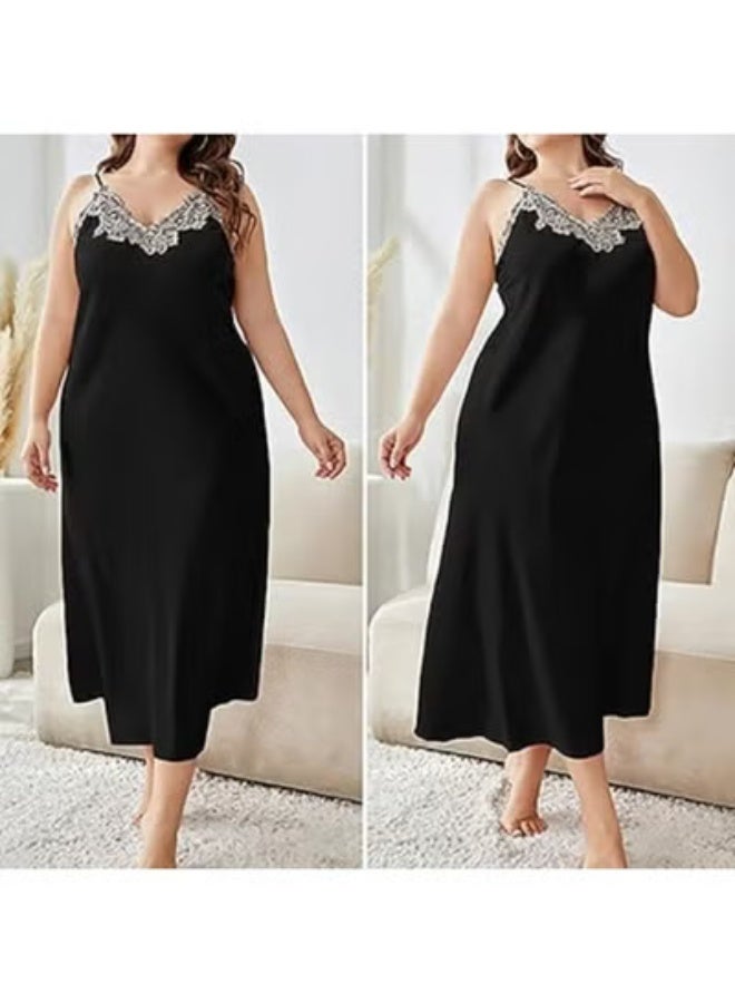 ناكسوس قميص نوم نسائي طويل بمقاس كبير، قميص صيفي طويل، فستان نوم بدون أكمام برقبة على شكل حرف V، ملابس نوم داخلية - Image 2