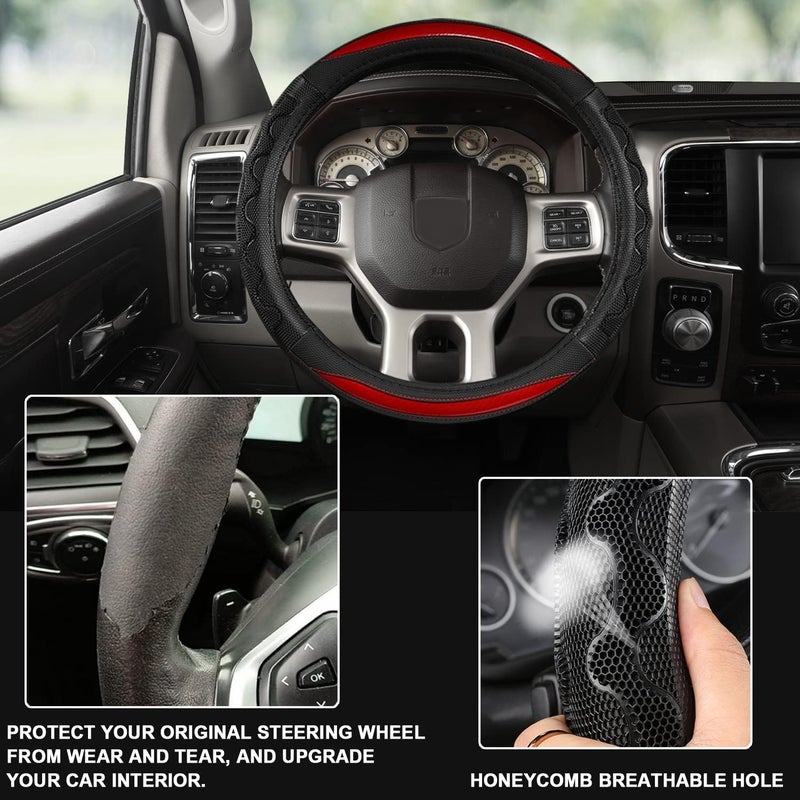 GIANT PANDA Steering Wheel Cover for Dodge Ram 1500 - Car Steering Wheel Covers for Dodge Ram 2500 3500 - Red - Image 4