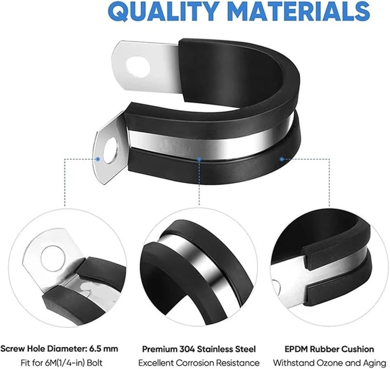 مجموعة مشابك الكابلات من الفولاذ المقاوم للصدأ 42 قطعة بـ 6 أحجام لتركيب أسلاك وأنابيب وخراطيم السيارات (3 مجموعات) - Image 4