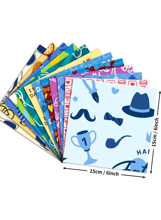 Bluejw 12 Striped Father's Day Material Paper Basic Hand Account DIY Background Photo Album Base Material Paper - Image 3