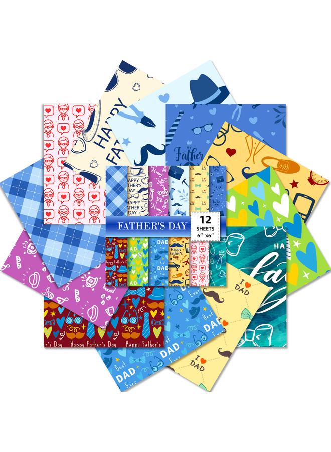 Bluejw 12 Striped Father's Day Material Paper Basic Hand Account DIY Background Photo Album Base Material Paper - Image 1