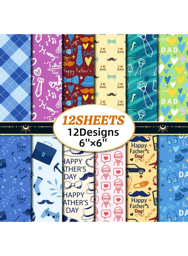 Bluejw 12 Striped Father's Day Material Paper Basic Hand Account DIY Background Photo Album Base Material Paper - Image 2