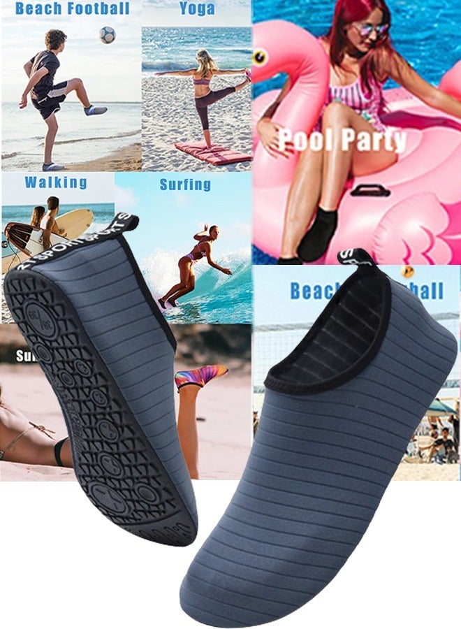 Generic Water Shoes for Men Women Quick-Dry Aqua Socks Slip-on Beach Shoes Swimming Shoes Barefoot Yoga Socks for Sport Beach Swim Surf Yoga Exercise (Grey)  - Image 1